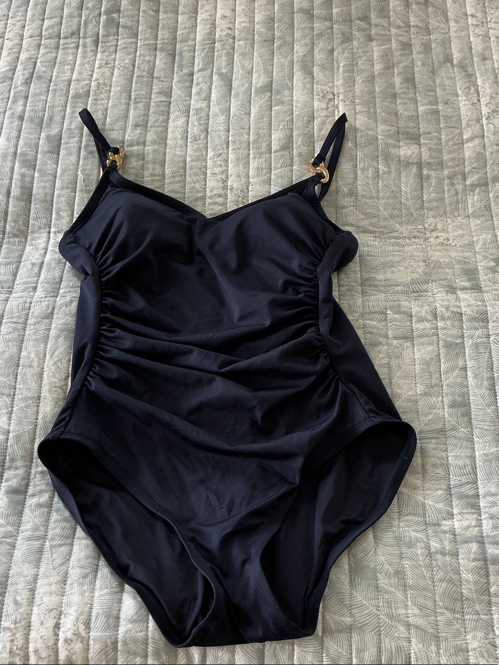 Michael Kors Black One-Piece Swimsuit with Gold Hardware